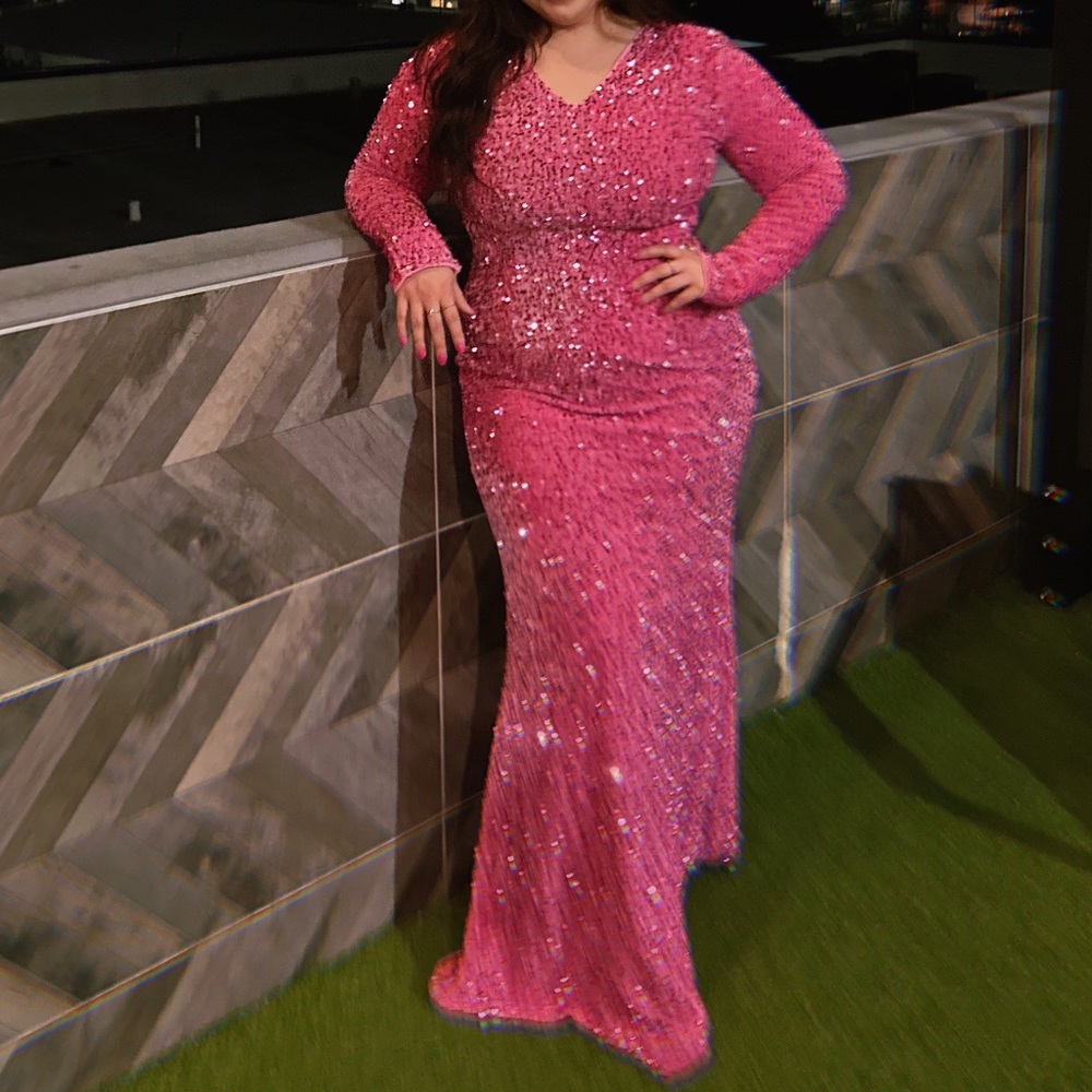 Shein Pink Sequined Formal Dress